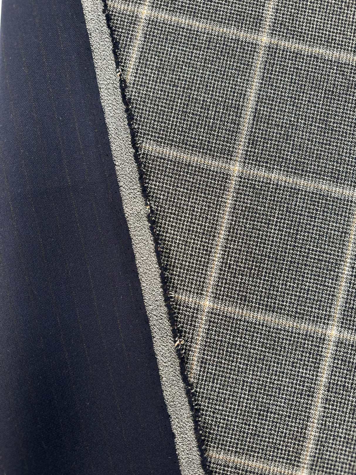 Polyester Viscose Elastane Checked Knit Gray Beige Blue