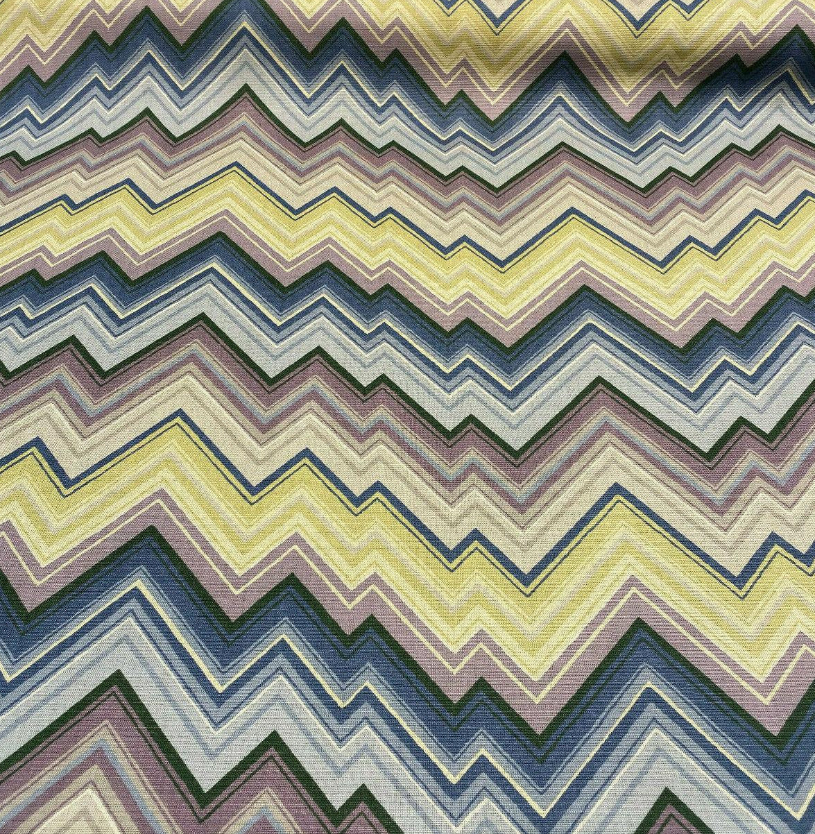 Mauna Loa Bali Hai Lynn Hertzman Schumacher Vintage Chevron Cotton Linen Fabric - Purple, Navy, Citron, Taupe, Charcoal Chevron, 56" Width (1 Yard)