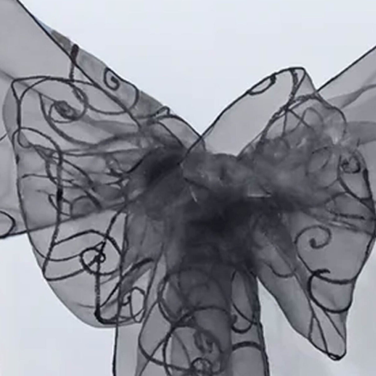 10 Pieces Pewter Embroidered Organza Chair Sashes 8"x108" Sophisticated Event Decor