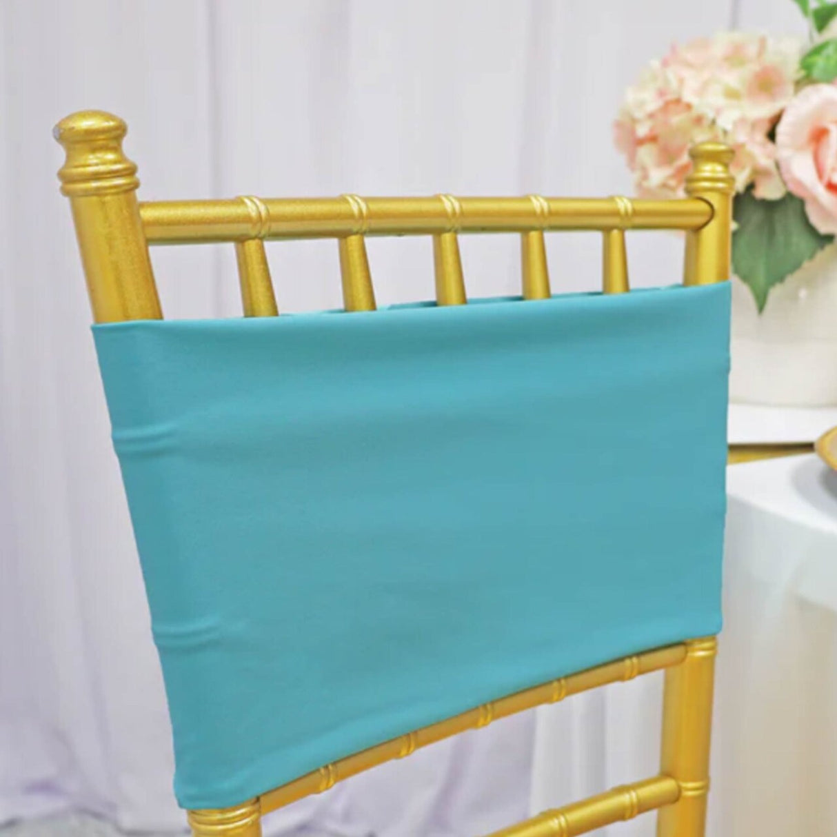 10 Pieces Stretchy Soft Pool Blue Spandex Chair Bands 7 x 13 Inches