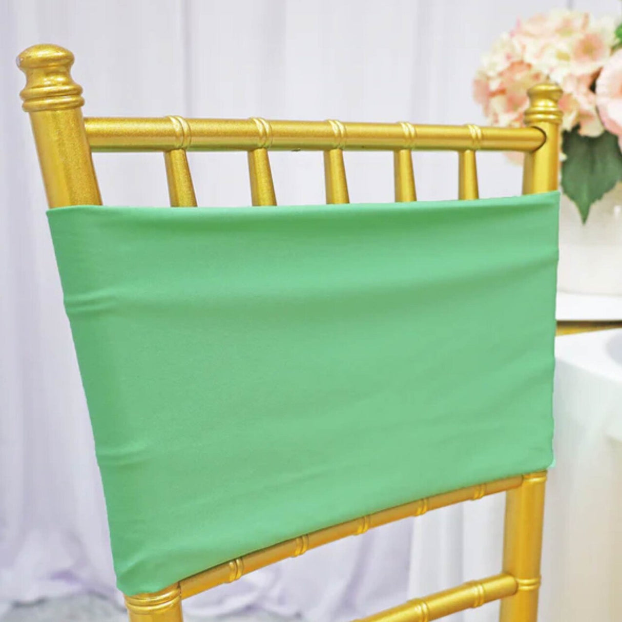 10 Pieces Sage Green Spandex Chair Bands for Banquet Chairs 7 x 13 Inches