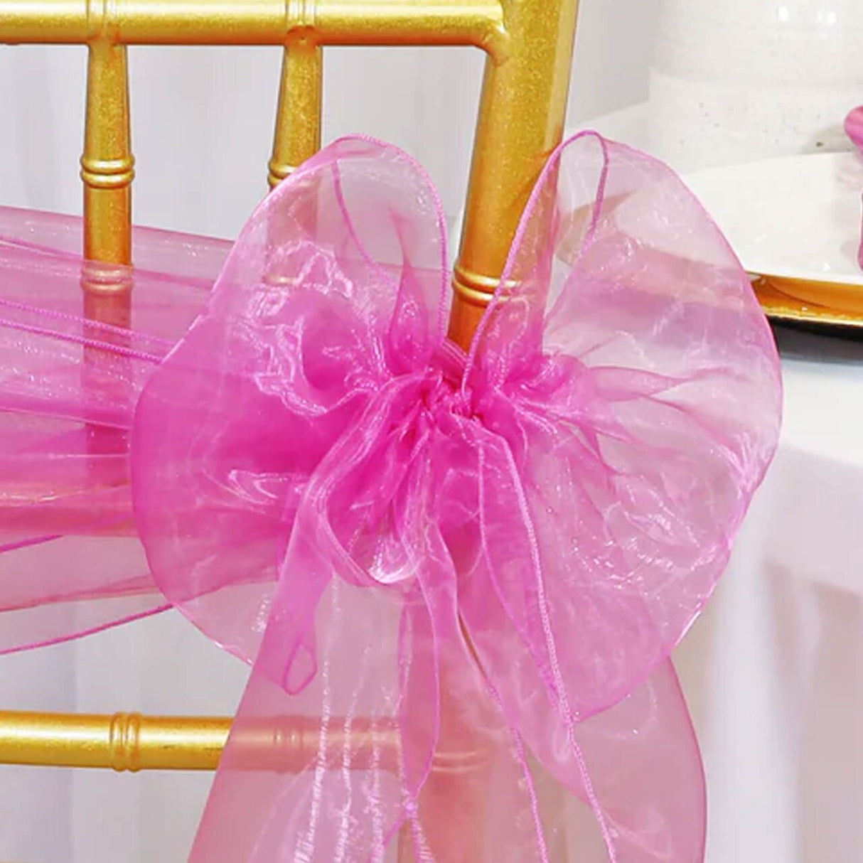 10 Pieces 8"x108" Organza Chair Sashes Magenta Or Azalea