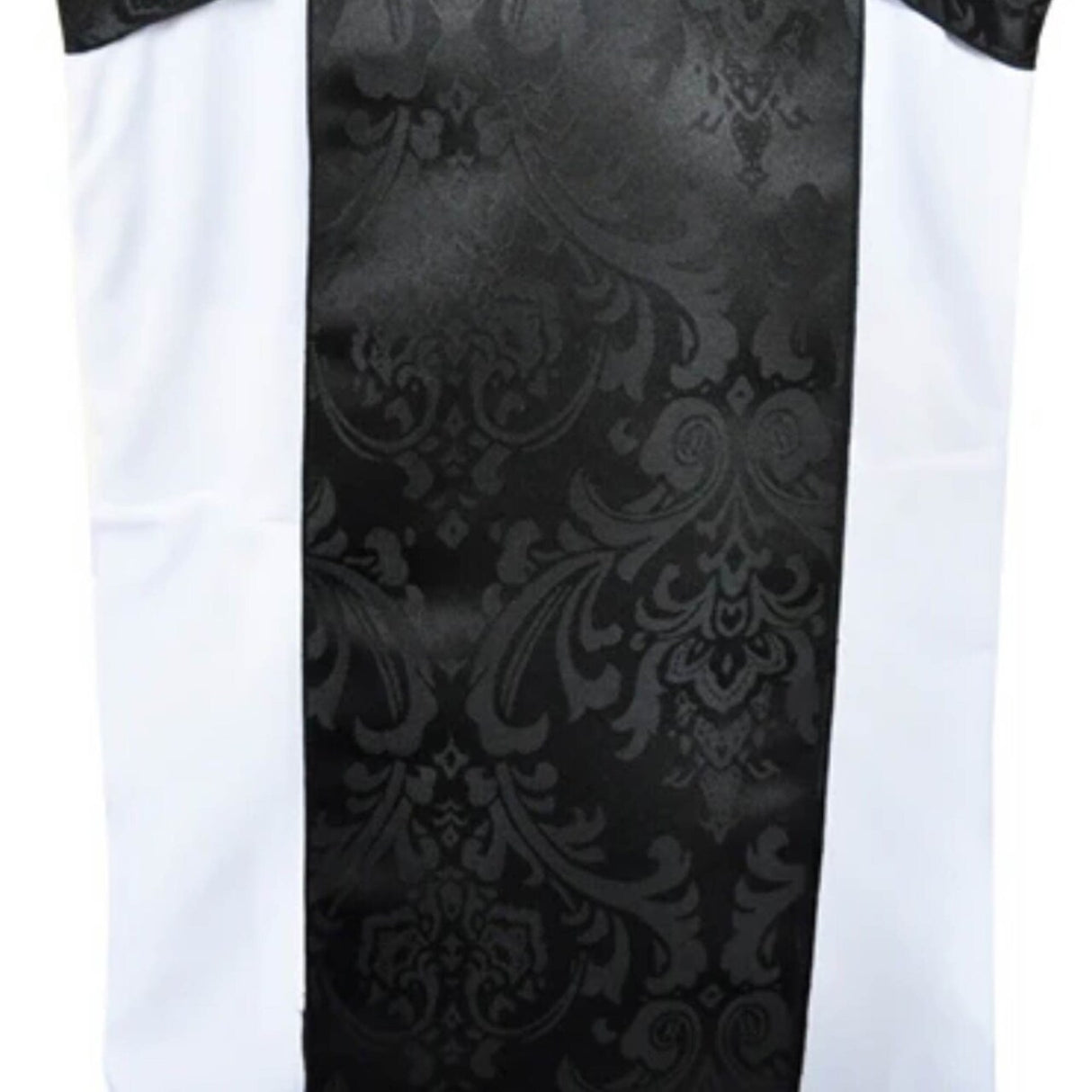 10 Pieces Elegant Black Floral Damask Jacquard Chair Sashes 7.5 x 108 Inches