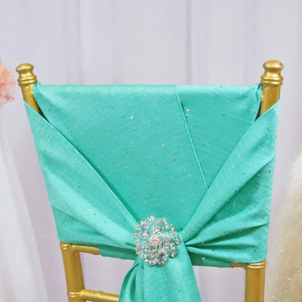 10 Pieces Tiff Blue or Aqua Blue Sequin Burlap Chair Sashes, 8"x108" Aqua Rustic Glam Decor