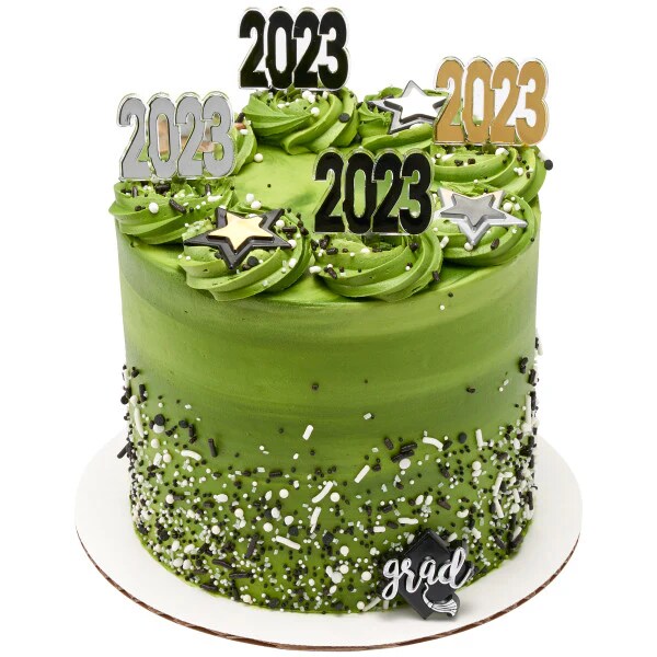 Graduation Gold and Silver Hat Cupcake Cake Pics - set of 12