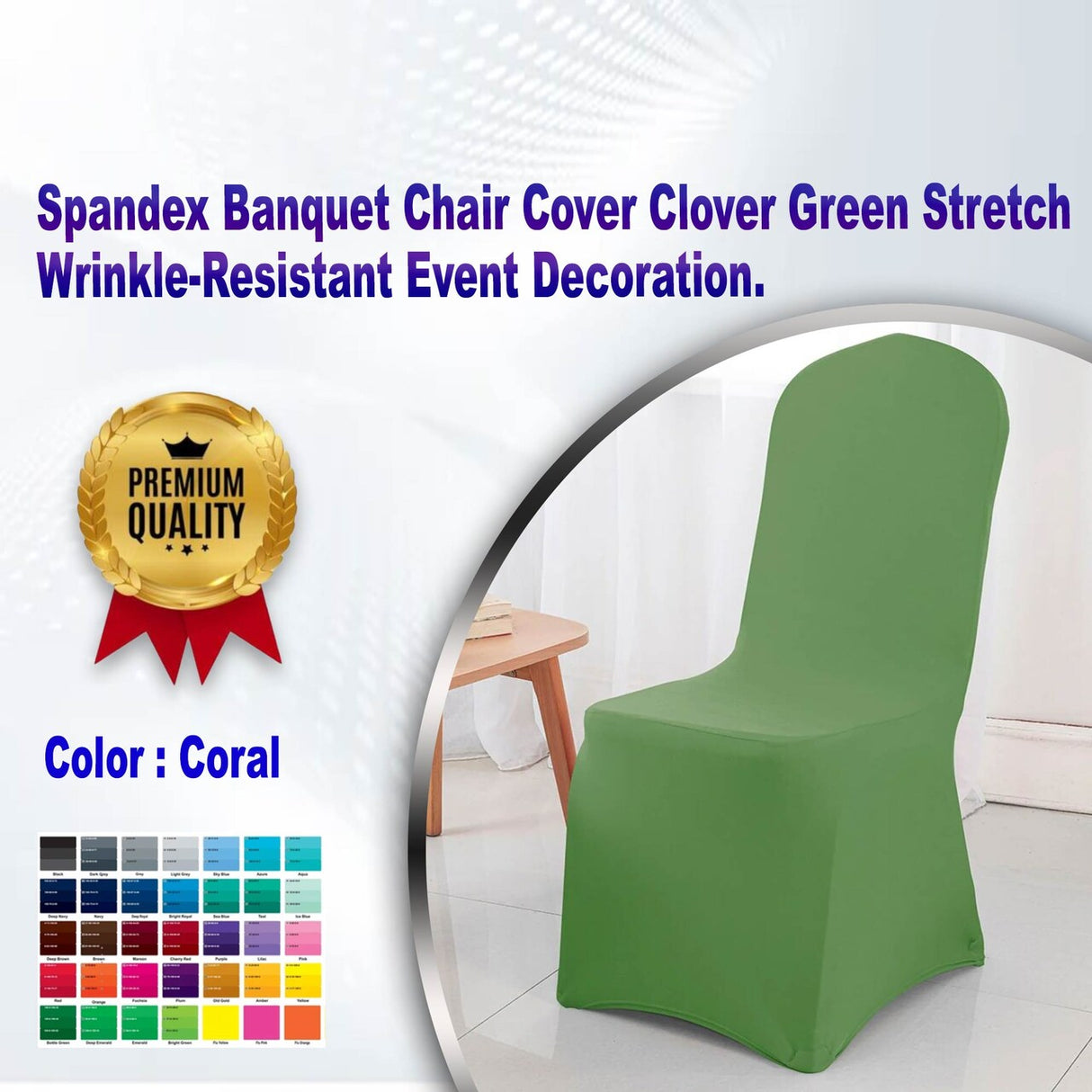 1 Piece Spandex Banquet Chair Cover Clover Green Stretch Wrinkle Resistant Event Decoration.