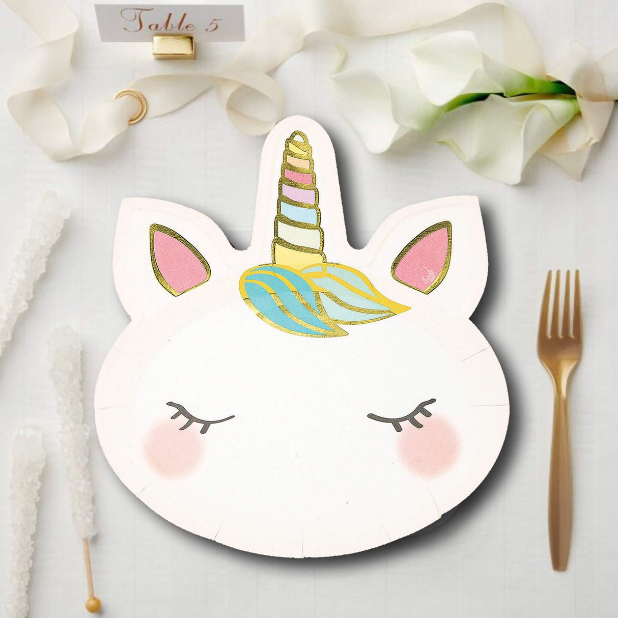 8 Count We Heart Unicorns Face Paper Dinner Plates 9 Inch Magical Unicorn Theme Party Supplies