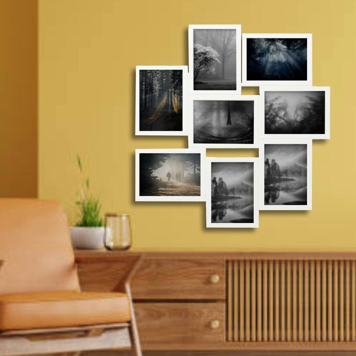 White 8-Photo Collage Frame 5" x 7" – Lightweight Durable Plastic with Polystyrene Protection