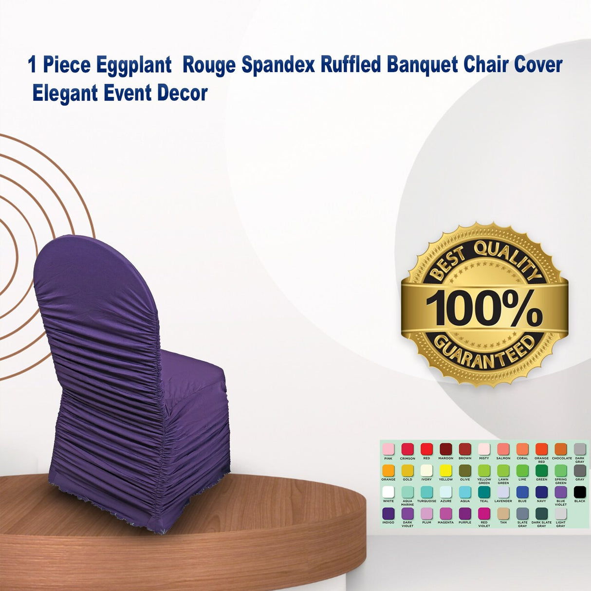 1 Piece Eggplant Rouge Spandex Ruffled Banquet Chair Cover Elegant Event Decor