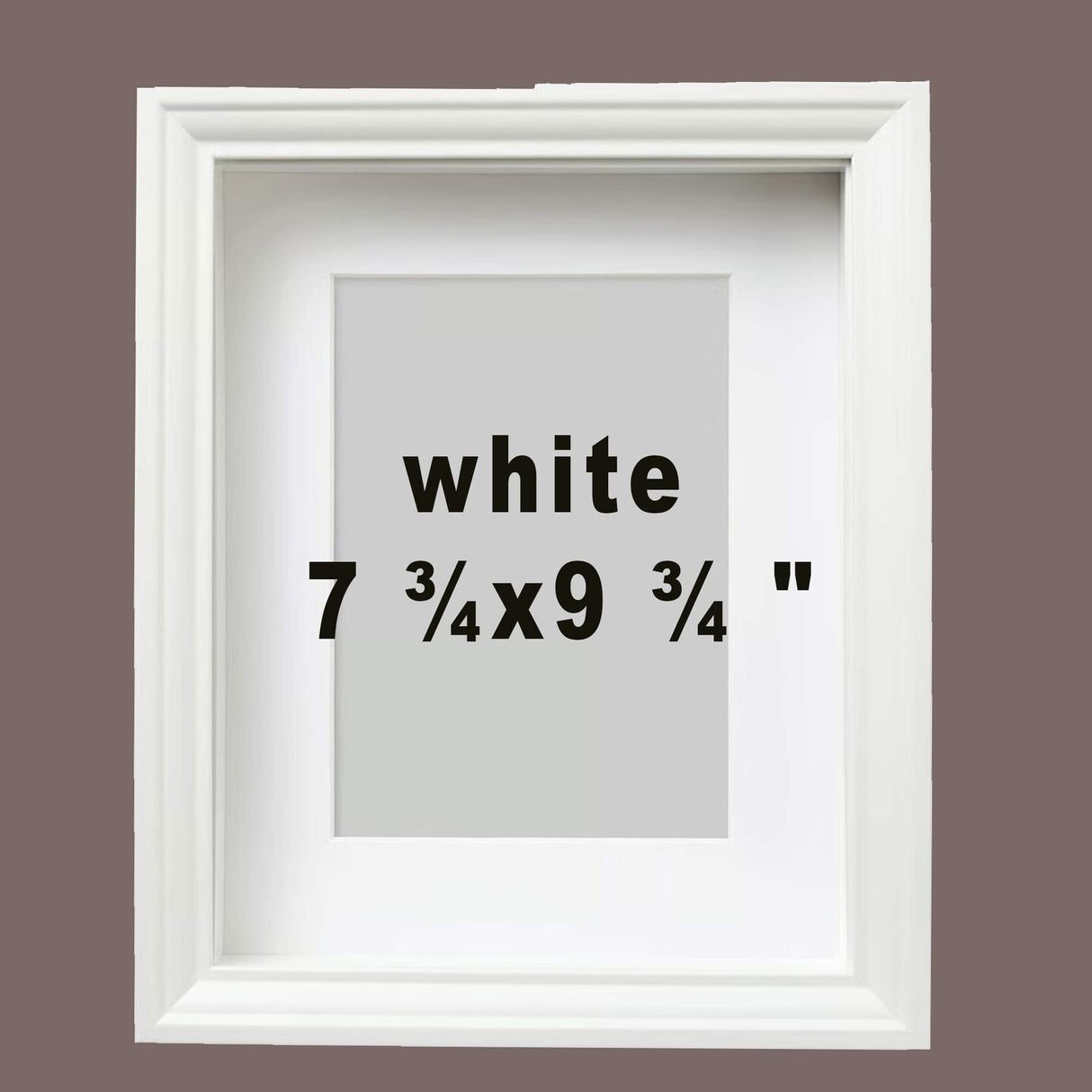 7 ¾x9 ¾" White Frame with Acid-Free Mat – Deep Profile for Hanging or Standing, Plastic Front Protection