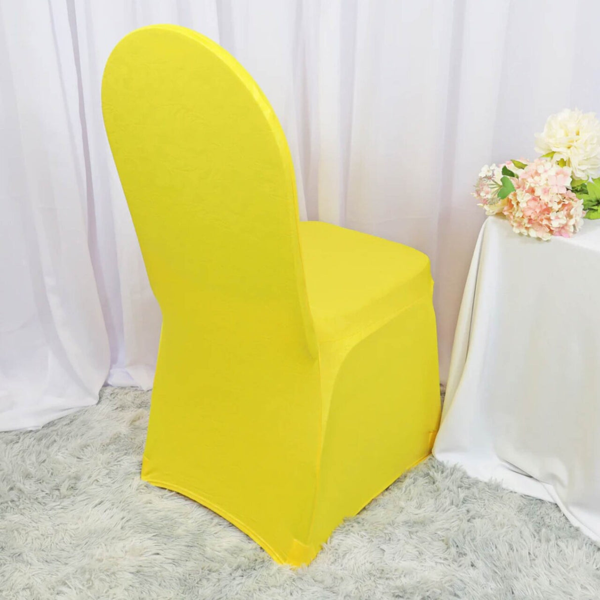 1 Piece Timeless Embossed Spandex Celebration Chair Cover Canary Yellow