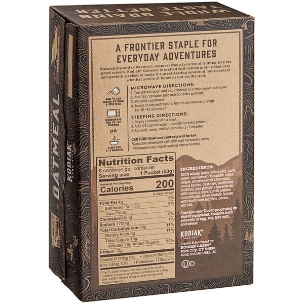 Kodiak Cakes Chocolate Chip Oatmeal Packet 1.76 oz. - 36/Case