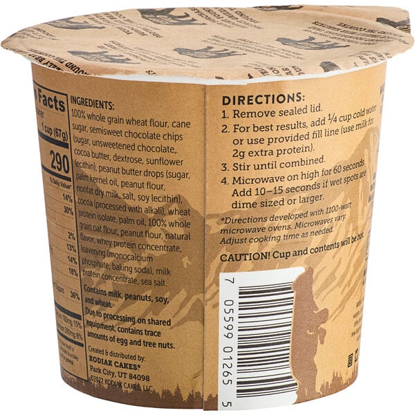 Kodiak Cakes Chocolate Peanut Butter Flapjack Cup 2.36 oz. - 12/Case