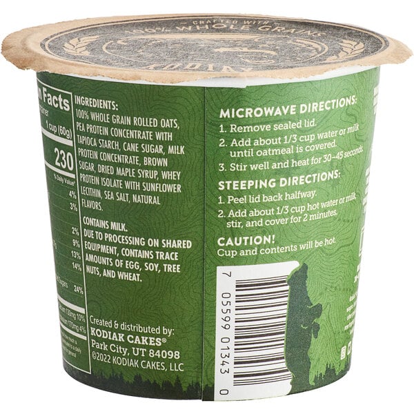 Kodiak Cakes Maple and Brown Sugar Oatmeal Cup 2.12 oz. - 12/Case