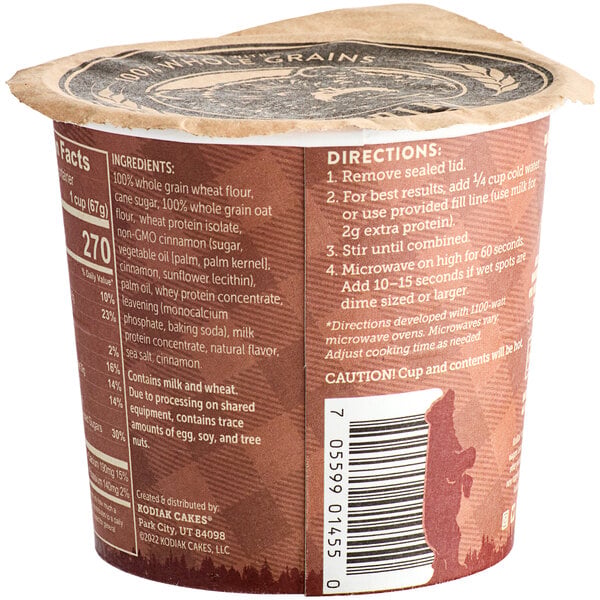 Kodiak Cakes Cinnamon Roll Minute Muffin Cup 2.36 oz. - 12/Case