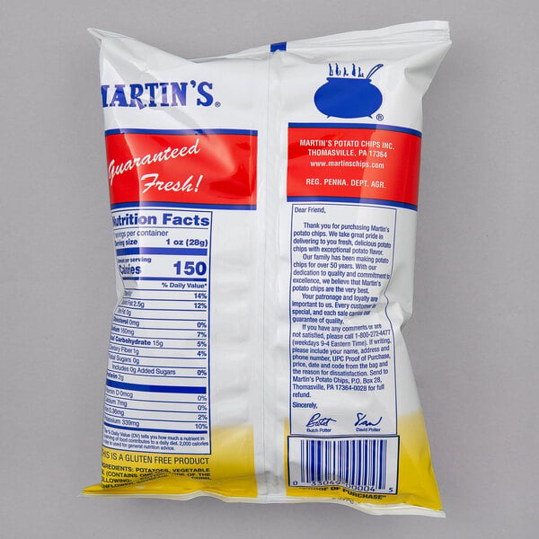 Martin's Sea Salted Potato Chips 1 oz. Bag - 60/Case