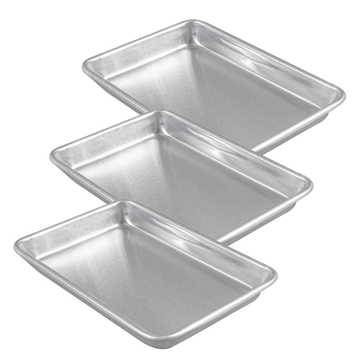 9.5" x 6.5" Eighth Size Sheet Pan 16 Gauge Aluminum Open Bead Bakeware