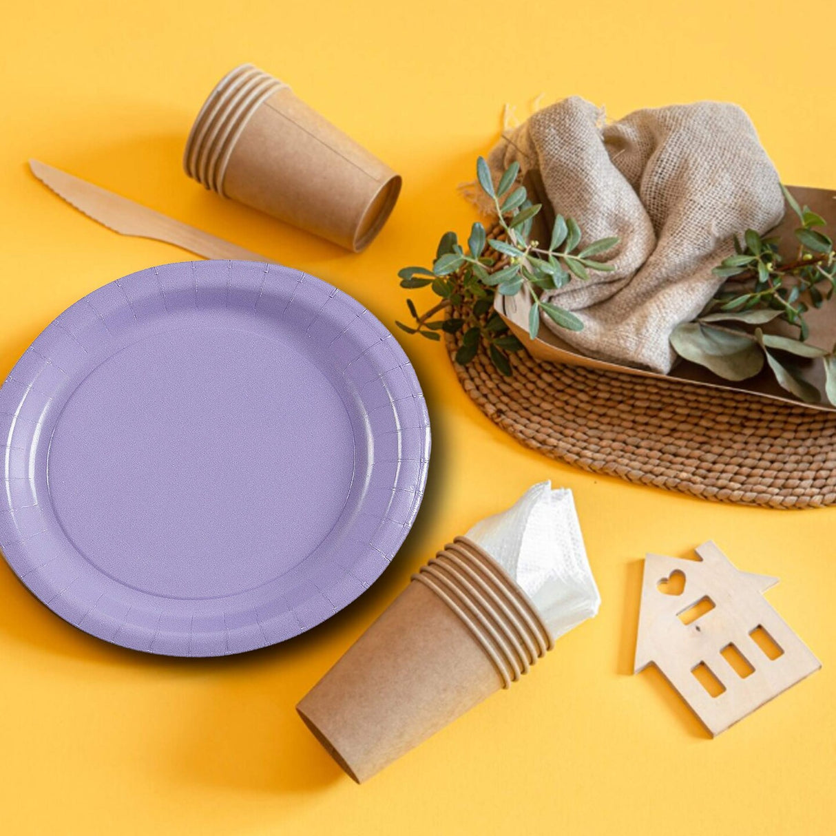 24 Count Lavender Paper Plates 7" Round Dessert Plates for Baby Showers and Parties