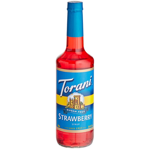 Torani Sugar-Free Strawberry Flavoring / Fruit Syrup 750 mL Glass Bottle