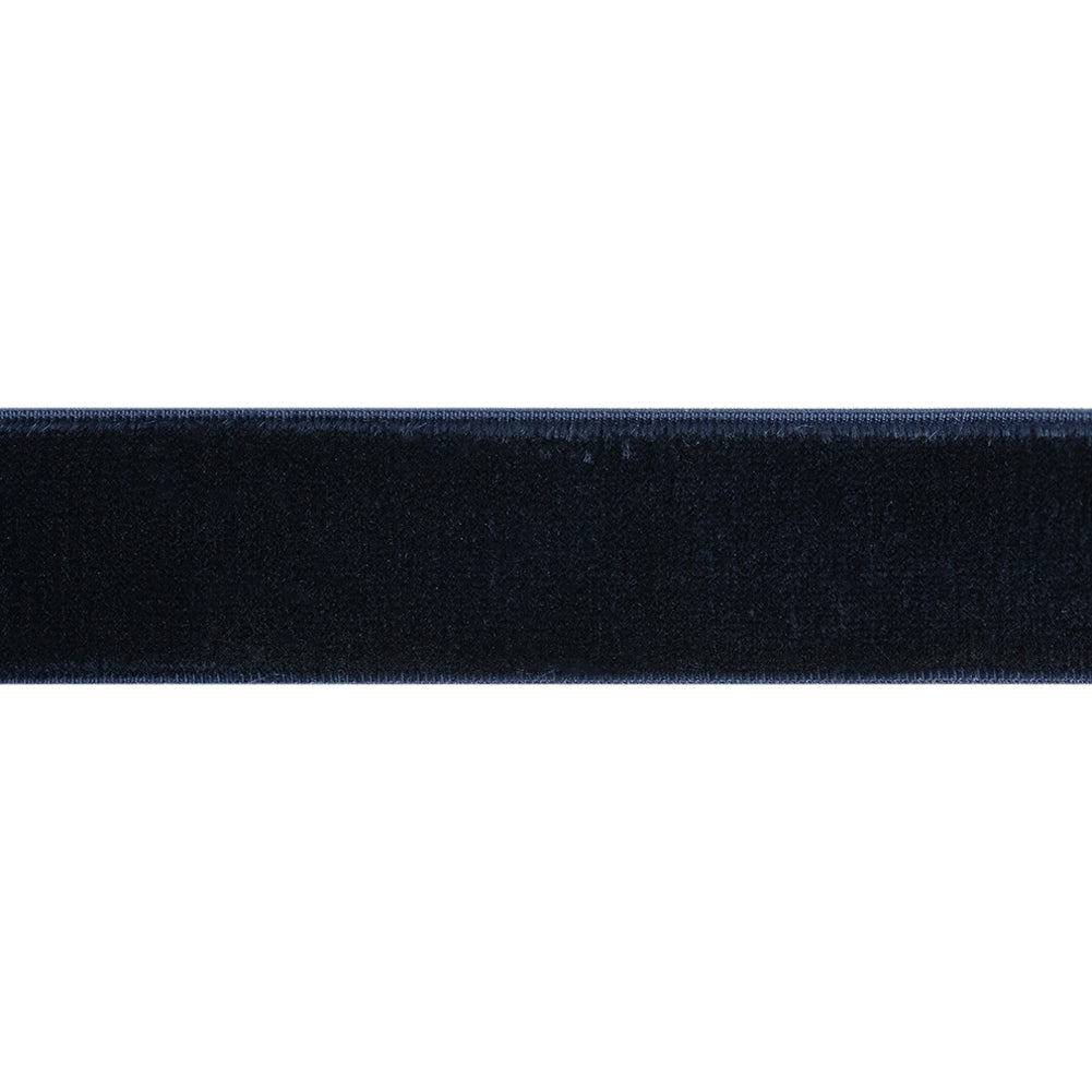 Stretch Velvet Ribbon Trim Made in Italy - 0.875" - Navy - Gislaine Collection