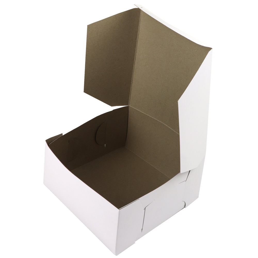 O'Creme One Piece White Cake Box, 7" x 7" x 4", Pack of 10