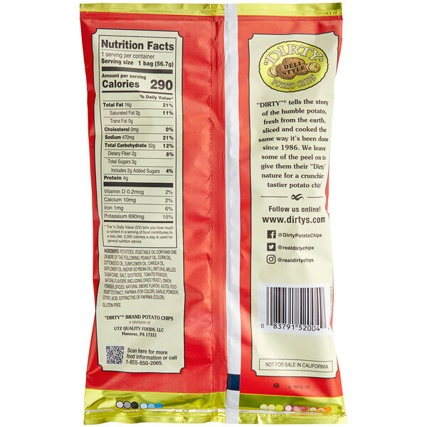 Dirty Potato Chips Mesquite BBQ Potato Chips 2 oz. - 25/Case