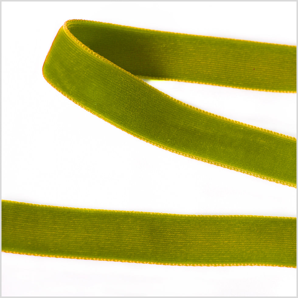 Double Faced Velvet Ribbon Made in Italy - 5/8" - Lime Green