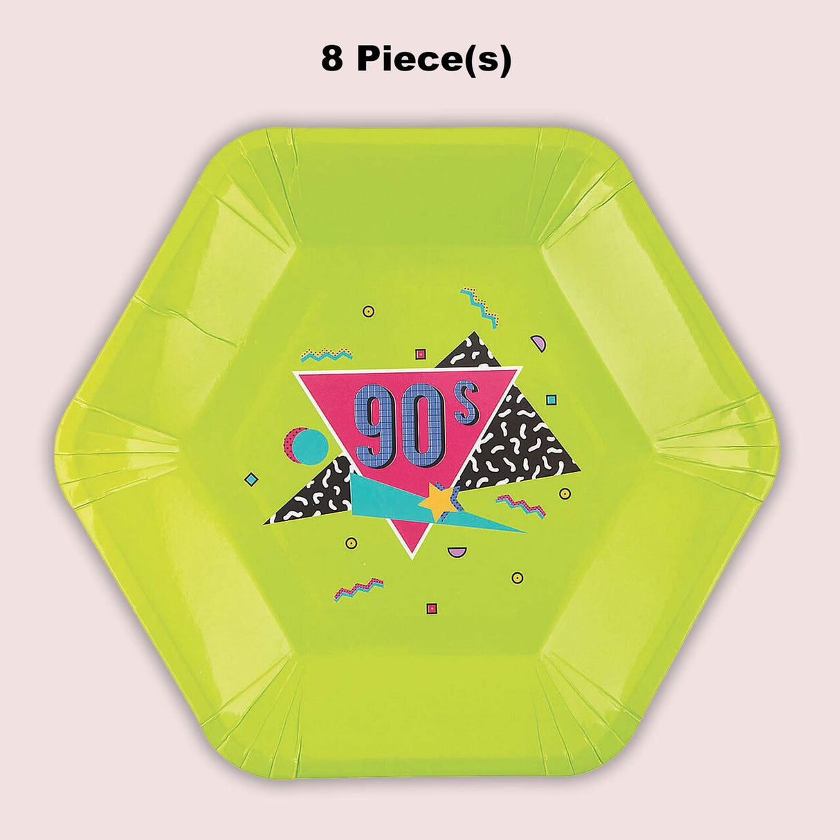8 Ct. Neon 90s Party Paper Dinner Plates Funky Retro Design 9"