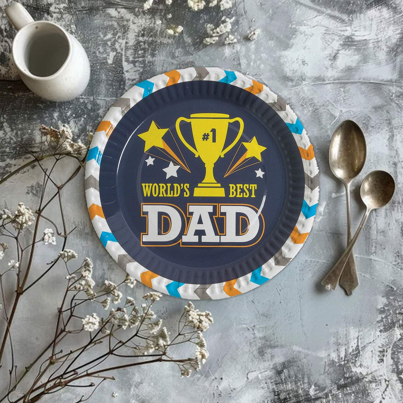 8 Ct. World’s Best Dad Father’s Day Paper Dinner Plates 9" Trophy Design Tableware