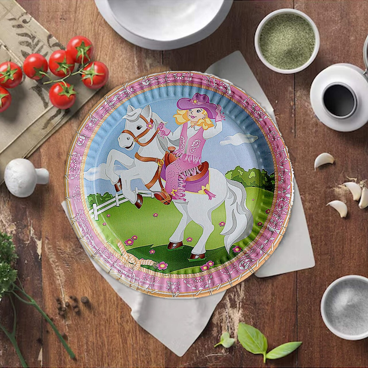 8 Ct. Pink Cowgirl Party Paper Dinner Plates Western Rodeo Theme Tableware