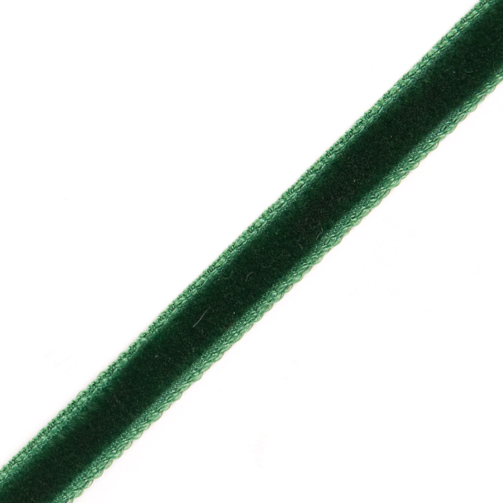 Single Faced Velvet Ribbon Made in Italy - 1/8" - Dark Green - Sabine Collection