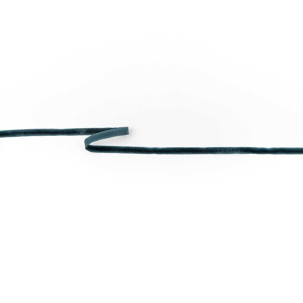 Single Faced Velvet Ribbon Made in Italy - 1/8" - Midnight Green - Sabine Collection