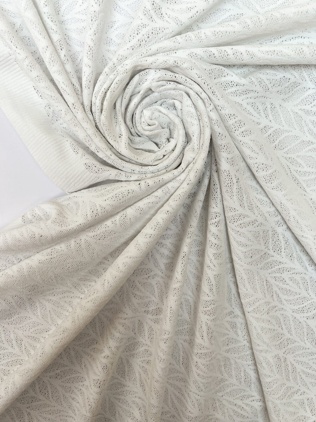Polyamide Elastane Knitted Floral White Fabric