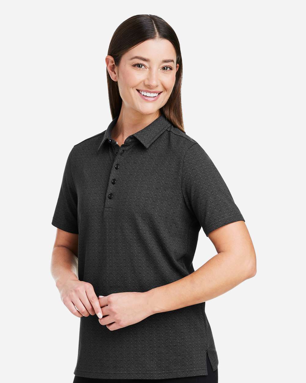 Devon & Jones® Women's Crownlux Performance Geo Polo Moisture Wicking Stretch Top