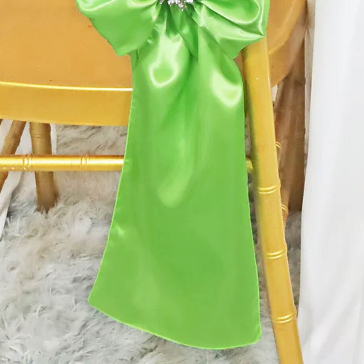 10 Pieces Apple Green Satin Chair Sashes 8"x108" Vibrant Decorative Accent