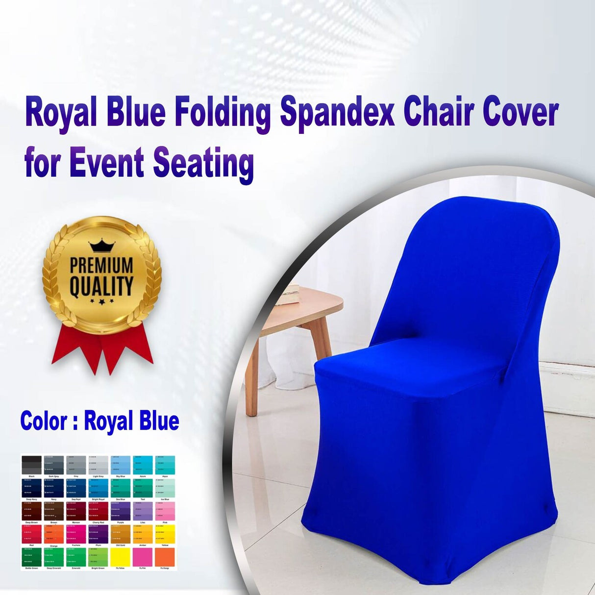 Royal Blue Folding Spandex Chair Cover for Event Seating