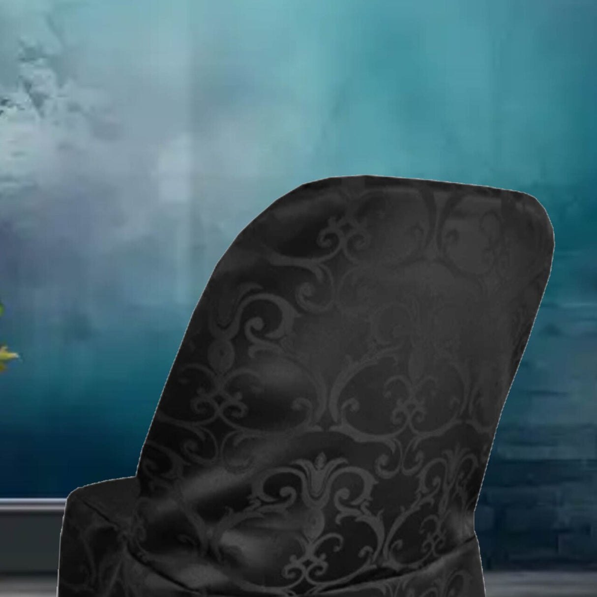 1 Piece Black Damask Jacquard Folding Chair Cover for Formal Event Seating