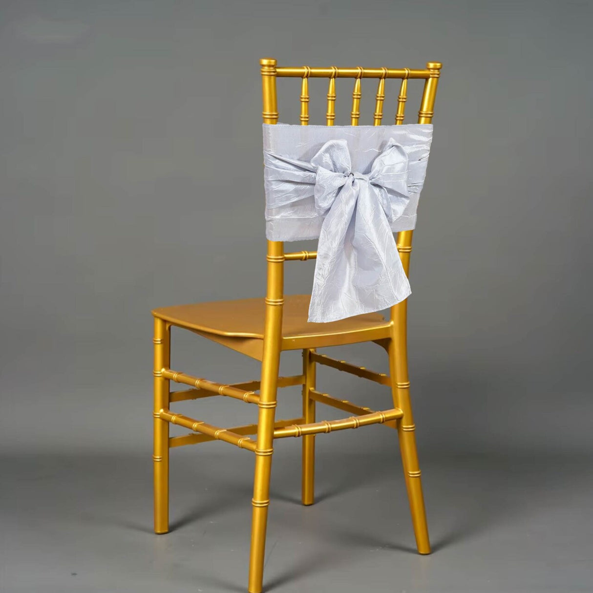 10 Pieces Platinum or Light Silver Crushed Taffeta Chair Sashes 9.5x108"