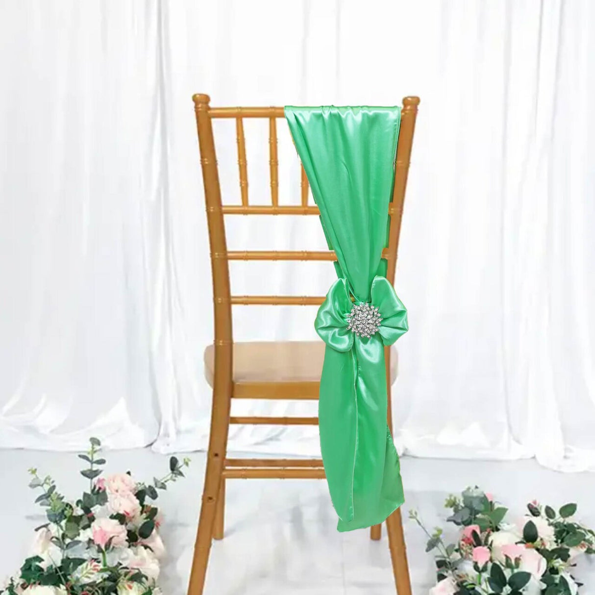 10 Pieces Sage Green Satin Chair Bands, 8"x108" Premium Event Sashes