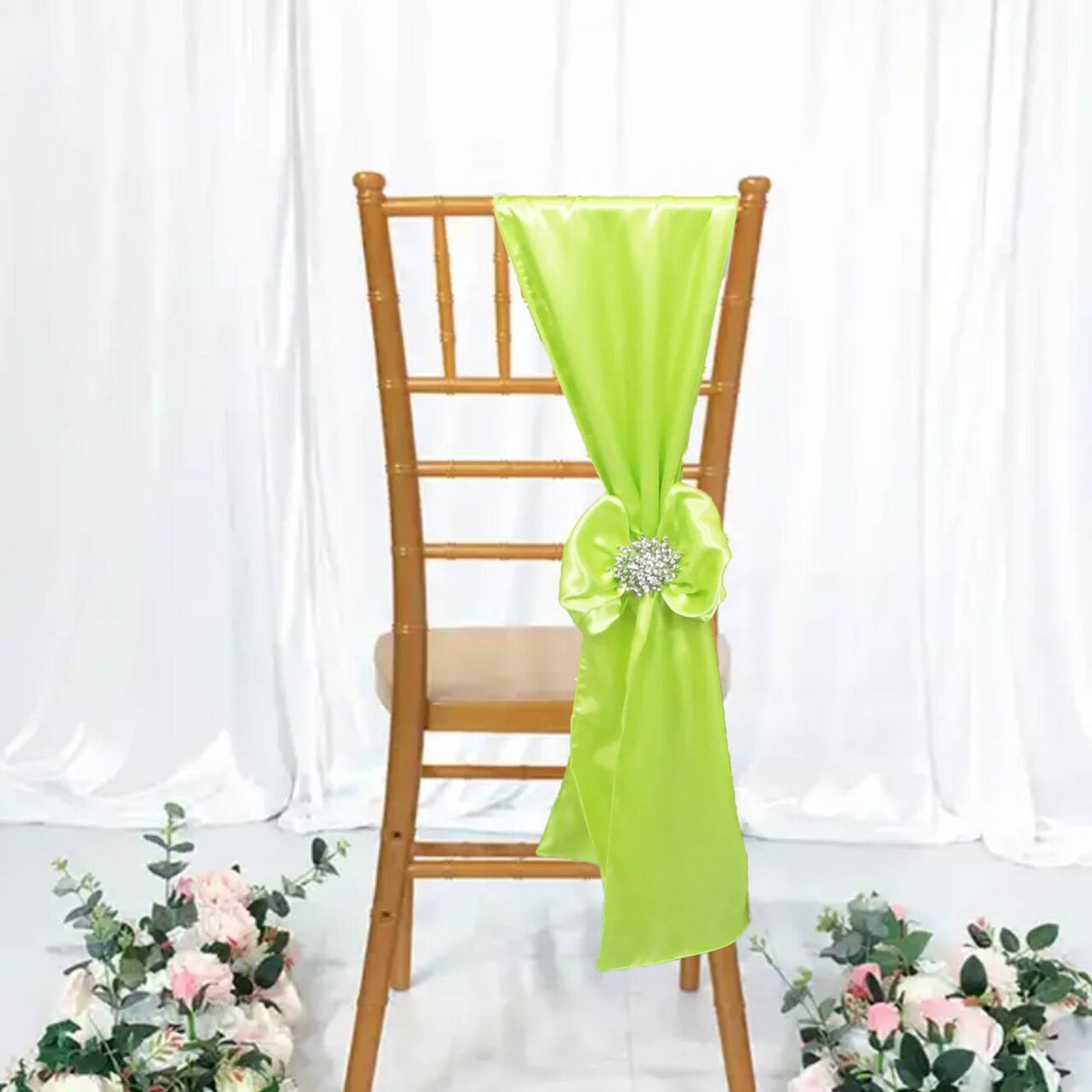 10 Pieces Satin Chair Sashes 8 by 108 inches Key Lime