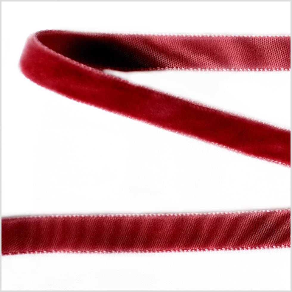 Single Faced Velvet Ribbon Made in Italy - 3/8" - Dark Red - Sabine Collection