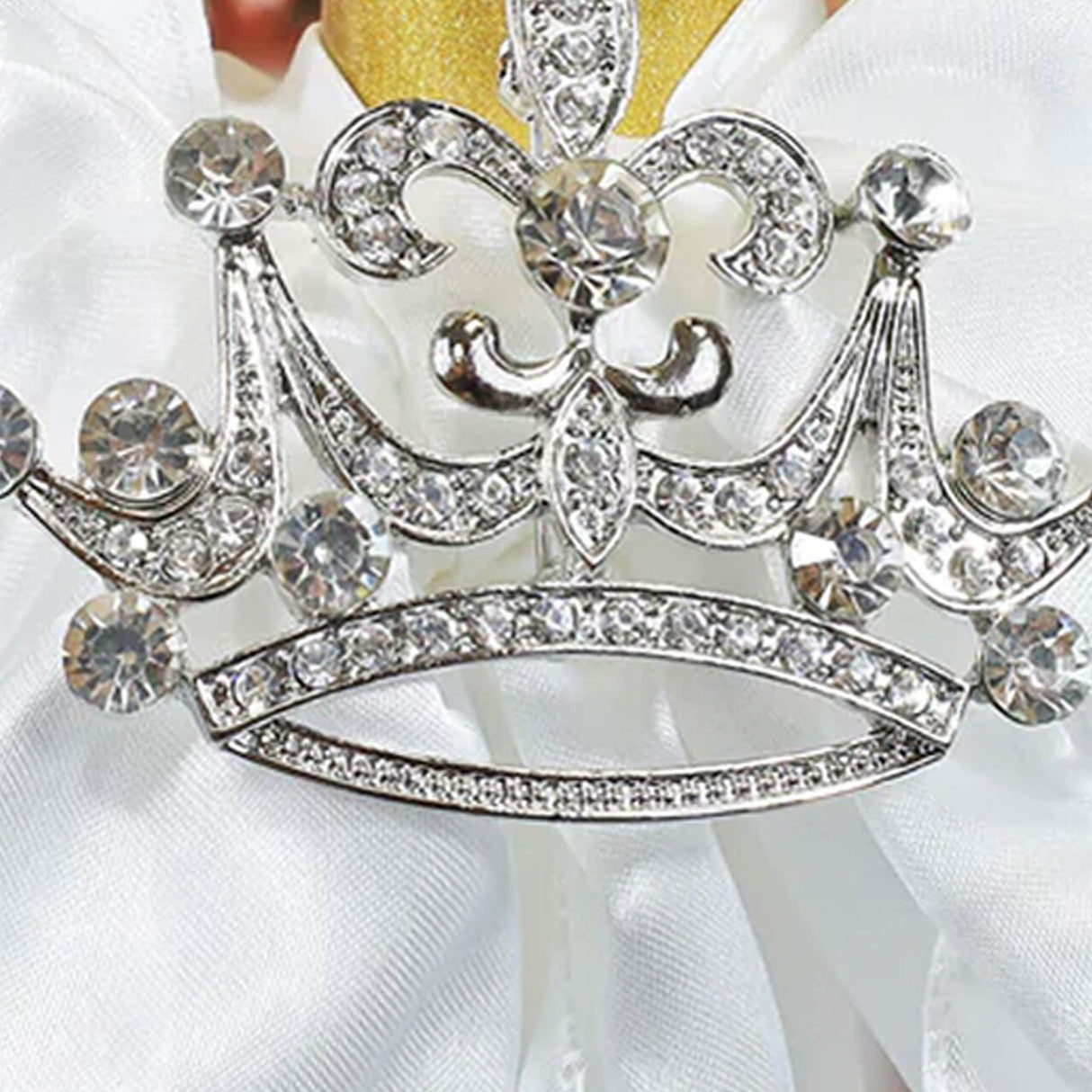 1 Piece Crown Rhinestone Chair Band Buckle Silver Metal Decor 2 Inch Width