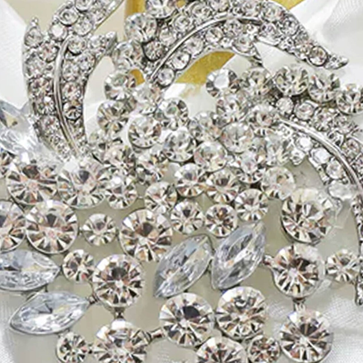 1 Piece Floral Rhinestone Chair Sash Buckle Silver Metal Accent 2 Inch Width