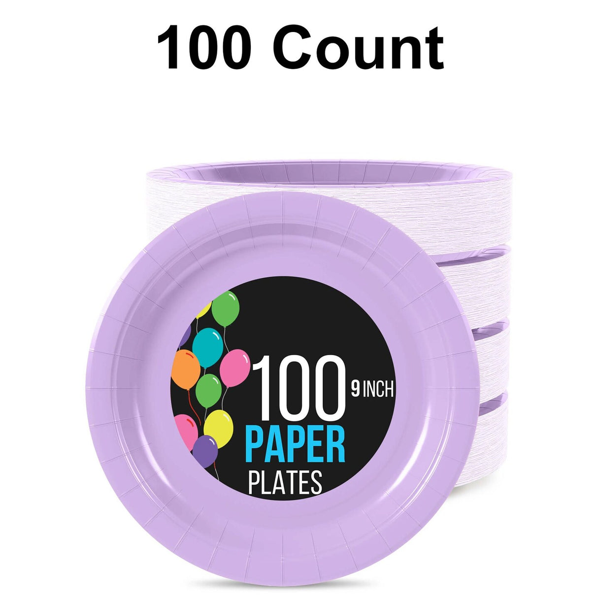 100 Count Lavender Paper Plates 9 Inch Disposable Plates for Parties Events and Picnics
