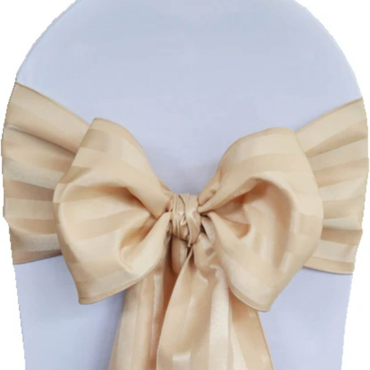 10 Pieces Champagne Striped Jacquard Polyester Chair Sashes 7.5"x108" for Stylish Events