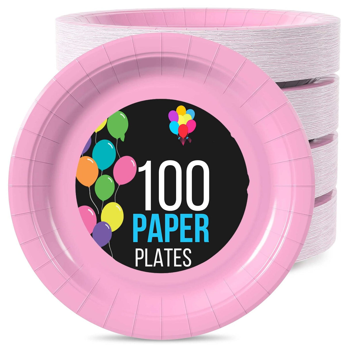 100 Count Pink Paper Plates 7 Inch Disposable Durable Supplies for Parties & Events