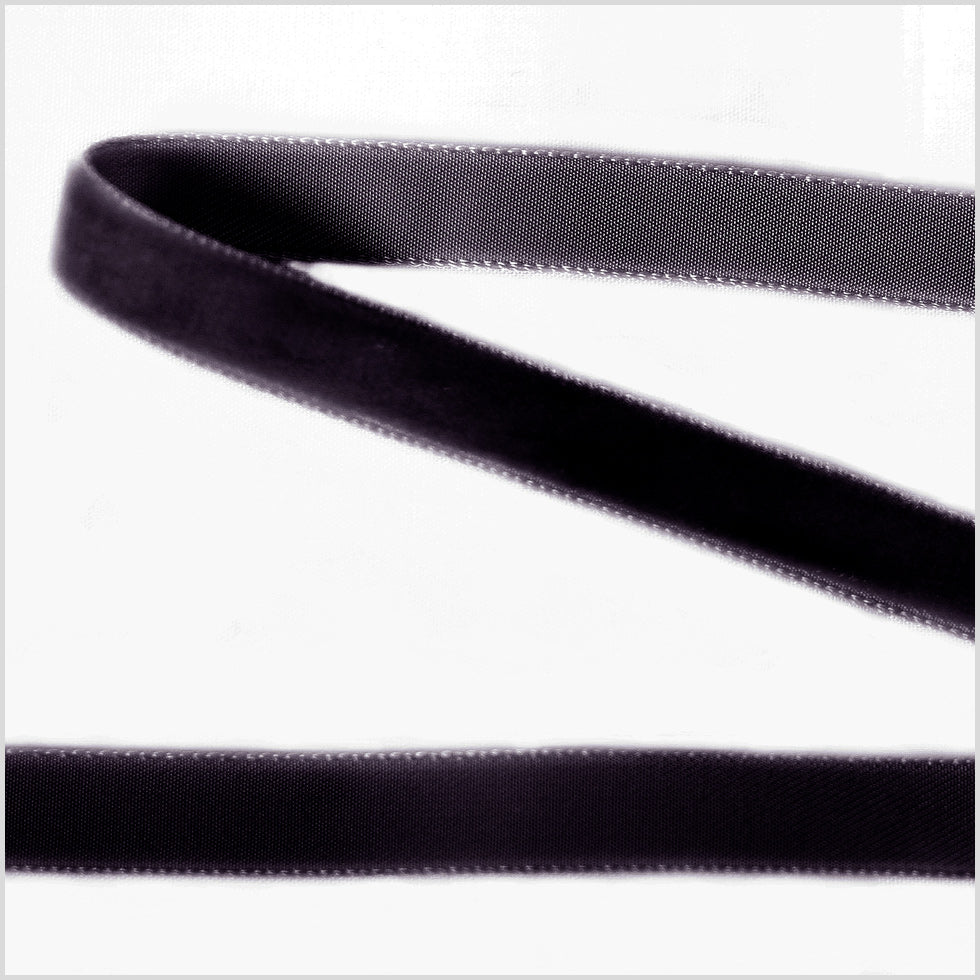 Single Faced Velvet Ribbon Made in Italy - 3/8" - Black - Sabine Collection