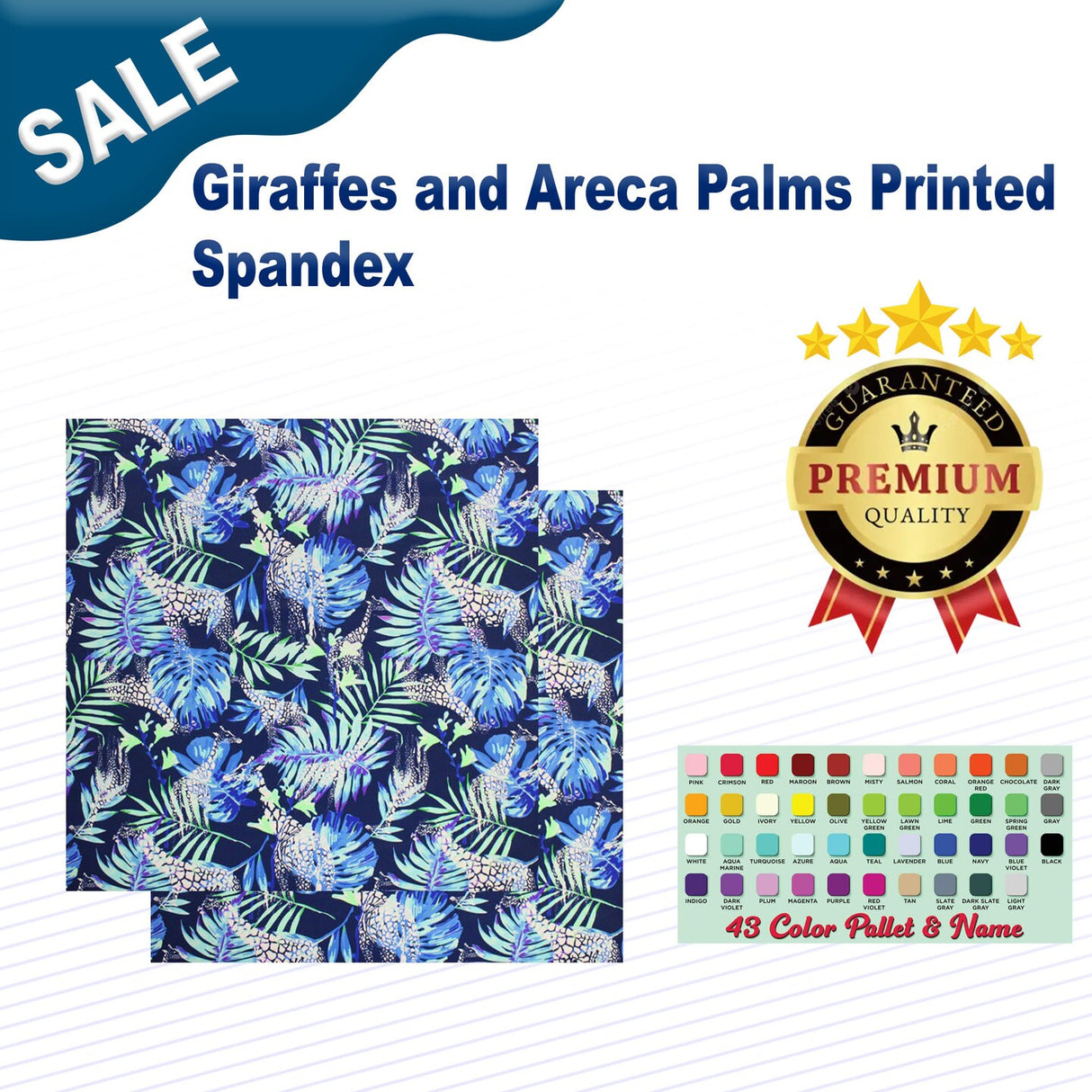Giraffes and Areca Palms Printed Spandex