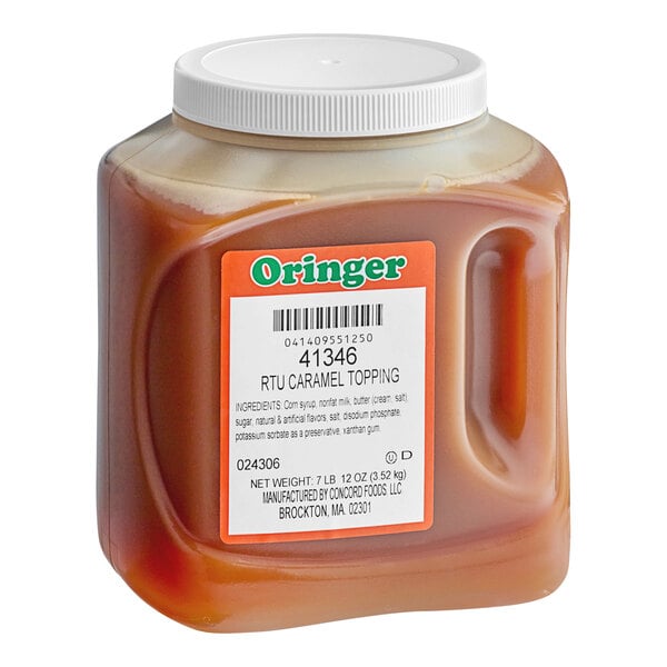 Oringer Caramel Dessert / Sundae Topping 3/4 Gallon - 3/Case