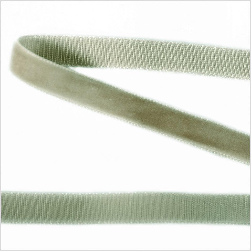 Single Faced Velvet Ribbon Made in Italy - 3/8" - Light Green - Sabine Collection